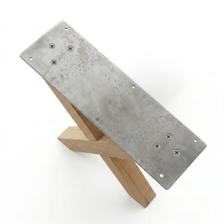 Eiken X bankpoten - per SET (2 stuks) - 5x5 cm - breedte: 36 cm - hoogte: 40 cm - X-poot bankje - rustiek eikenhout (B/C)