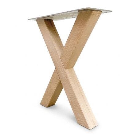 Eiken X bankpoten - per SET (2 stuks) - 5x5 cm - breedte: 36 cm - hoogte: 40 cm - X-poot bankje - rustiek eikenhout (B/C)