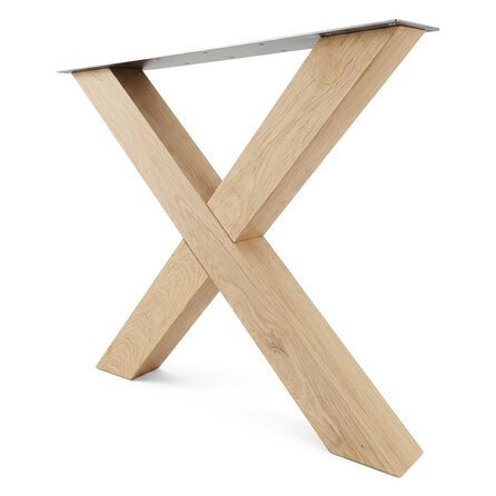 Eiken X tafelpoten - per SET (2 stuks) - 10x10 cm - breedte: 82 cm - hoogte: 73 cm - X-poot (eetkamer)tafel - rustiek eikenhout (B/C)