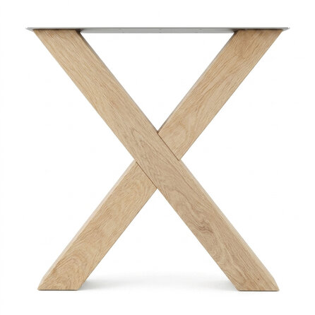 Eiken X tafelpoten - per SET (2 stuks) - 8x8 cm - breedte: 82 cm - hoogte: 73 cm - X-poot (eetkamer)tafel - rustiek eikenhout (B/C)