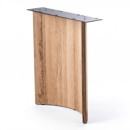 Eiken boogpoten - per SET (2 stuks) - 2,5 cm (massief) - breedte: 70 cm - hoogte: 75 cm - gebogen eiken paneelpoot - rustiek eikenhout (B/C)