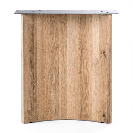 Eiken boogpoten - per SET (2 stuks) - 2,5 cm (massief) - breedte: 70 cm - hoogte: 75 cm - gebogen eiken paneelpoot - rustiek eikenhout (B/C)