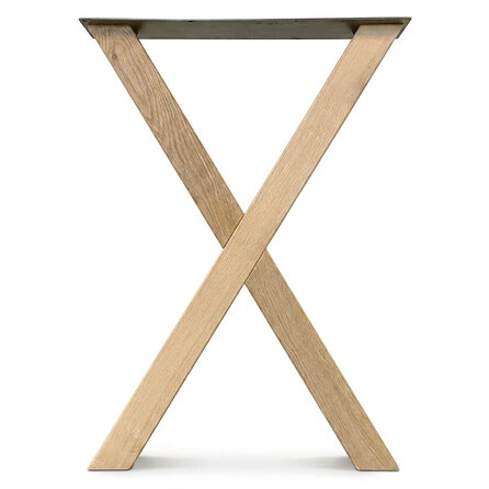 Eiken bartafel X-poten - per SET (2 stuks) - 8x8 cm - breedte: 71 cm - hoogte: 100 cm - X-statafel poot- rustiek eikenhout (B/C)