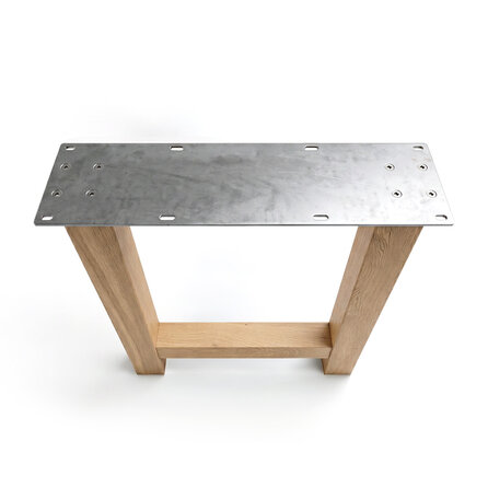 Eiken bartafel H-poten - per SET (2 stuks) - 8x8 cm - breedte: 71 cm - hoogte: 100 cm - H-statafel poot- rustiek eikenhout (B/C)