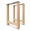 Eiken bartafel H-poten - per SET (2 stuks) - 8x8 cm - breedte: 71 cm - hoogte: 100 cm - H-statafel poot- rustiek eikenhout (B/C)