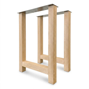 Eiken sta-/bartafel H-poten - per SET (2 stuks) - 8x8 cm - 71 cm breed - 100 cm hoog