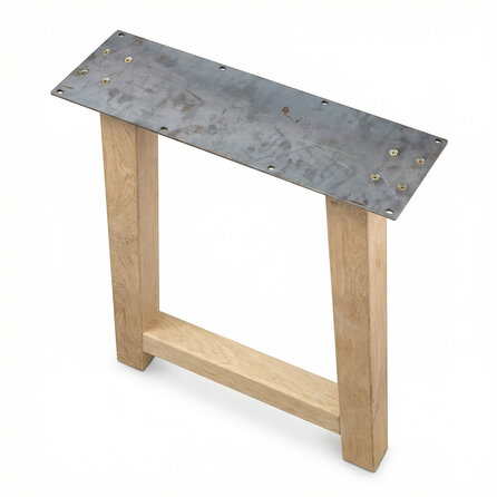 Eiken bartafel A-poten - per SET (2 stuks) - 8x8 cm - breedte: 69 cm - hoogte: 100 cm - A-statafel poot- rustiek eikenhout (B/C)