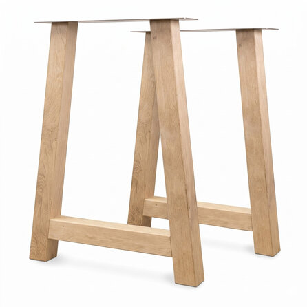 Eiken bartafel A-poten - per SET (2 stuks) - 8x8 cm - breedte: 69 cm - hoogte: 100 cm - A-statafel poot- rustiek eikenhout (B/C)