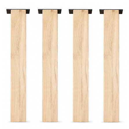 Eiken blokpoten - 10x10 cm - per SET (4 stuks, los) - hoogte: 72 cm - "losse" blok tafelpoten - rustiek eikenhout (B/C), verlijmd