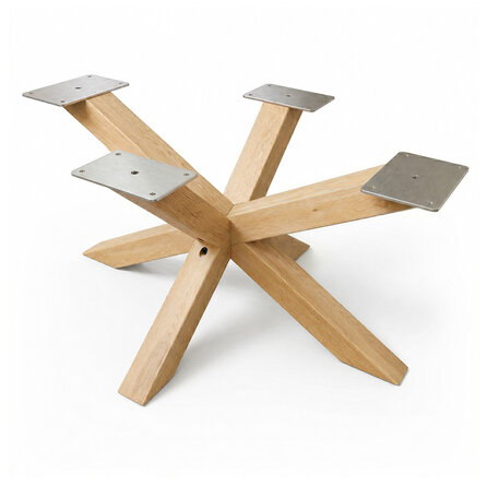 Eiken salontafel matrixpoot - 6x6 cm - 60x90 cm cm - hoogte: 36,5 cm -  salon matrix/spinpoot tafelonderstel - rustiek eikenhout (B/C)