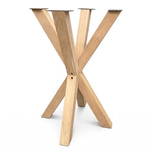 Eiken sta-/bartafel kruispoot - 8x8 cm - 70x70 cm - 100 cm hoog