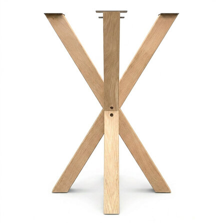 Eiken bartafel kruispoot - 8x8 cm - 70x70 cm - hoogte: 100 cm - dubbel X statafel onderstel - rustiek eikenhout (B/C)
