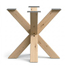 Eiken kruispoot - 10x10 cm - 80x80 cm - hoogte: 72 cm - dubbel X tafelonderstel - rustiek eikenhout (B/C)