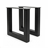 Stalen U bankpoten - zwart (RAL 9005) - per SET (2 stuks) - koker: 6x6 cm - breedte: 36 of 38 cm - zwarte U-poot bankje - gecoat metaal