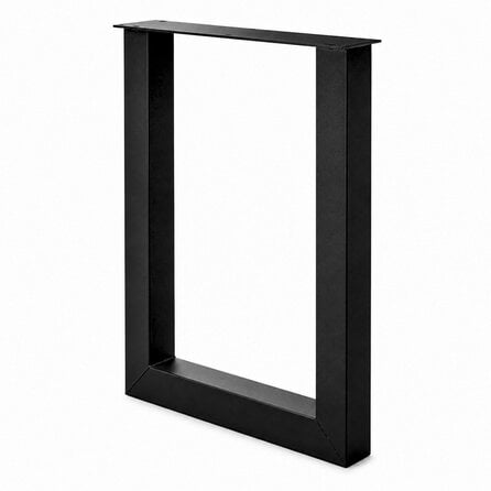 Stalen bartafel U-poten - zwart (RAL 9005) - per SET (2 stuks) - koker: 10x10 cm - breedte: 78 cm - hoogte: 105 cm - zwarte U-statafel poot - gecoat metaal