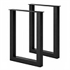 Stalen bartafel U-poten - zwart (RAL 9005) - per SET (2 stuks) - koker: 10x10 cm - breedte: 78 cm - hoogte: 105 cm - zwarte U-statafel poot - gecoat metaal