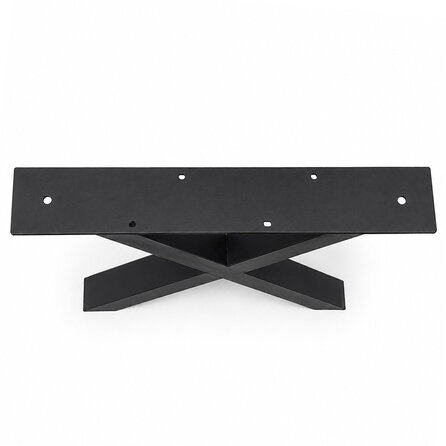 Stalen X poten - zwart (RAL 9005) - per SET (2 stuks) - koker: 5x5 cm - breedte: 54 cm - hoogte: 37,5 cm - zwarte salon X-tafelpoot - gecoat metaal