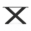 Stalen X poten - zwart (RAL 9005) - per SET (2 stuks) - koker: 5x5 cm - breedte: 54 cm - hoogte: 37,5 cm - zwarte salon X-tafelpoot - gecoat metaal