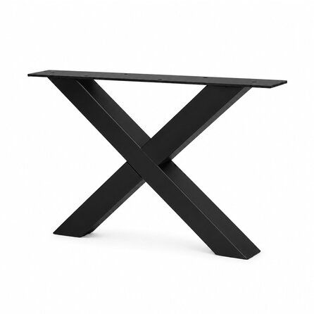Stalen X poten - zwart (RAL 9005) - per SET (2 stuks) - koker: 5x5 cm - breedte: 54 cm - hoogte: 37,5 cm - zwarte salon X-tafelpoot - gecoat metaal