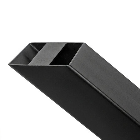 Stalen X poten - zwart (RAL 9005) - per SET (2 stuks) - koker: 5x5 cm - breedte: 54 cm - hoogte: 37,5 cm - zwarte salon X-tafelpoot - gecoat metaal
