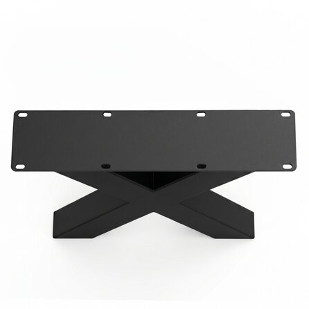 Stalen X poten - zwart (RAL 9005) - per SET (2 stuks) - koker: 8x8 cm - breedte: 55 cm - hoogte: 40 cm - zwarte salon X-tafelpoot - gecoat metaal