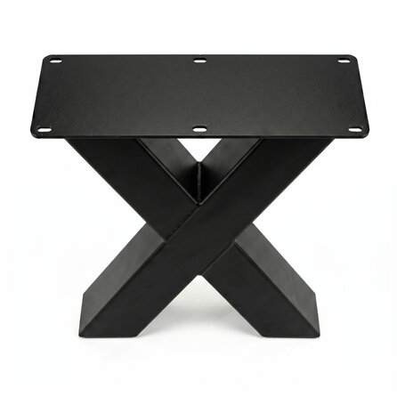 Stalen X bankpoten - zwart (RAL 9005) - per SET (2 stuks) - koker: 8x8 cm - breedte: 38 cm - hoogte: 43 cm - zwarte X-poot bankje - gecoat metaal Stalen X bankpoten - zwart (RAL 9005) - per SET (2 stuks) - koker: 8x8 cm - breedte: 38 cm - hoogte: 43 cm - zwarte X-poot bankje - gecoat metaal
