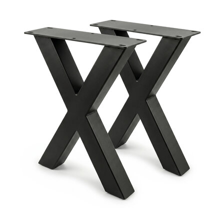 Stalen X bankpoten - zwart (RAL 9005) - per SET (2 stuks) - koker: 6x6 cm - breedte: 38 cm - hoogte: 43 cm - zwarte X-poot bankje - gecoat metaal Stalen X bankpoten - zwart (RAL 9005) - per SET (2 stuks) - koker: 6x6 cm - breedte: 38 cm - hoogte: 43 cm - zwarte X-poot bankje - gecoat metaal