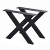 Stalen X-tafelpoten - zwart (RAL 9005) - per SET (2 stuks) - koker: 4x10 cm - breedte: 76 cm - hoogte: 72 cm - zwarte X-poot - gecoat metaal Stalen X-tafelpoten - zwart (RAL 9005) - per SET (2 stuks) - koker: 4x10 cm - breedte: 76 cm - hoogte: 72 cm - zwarte X-poot - gecoat metaal