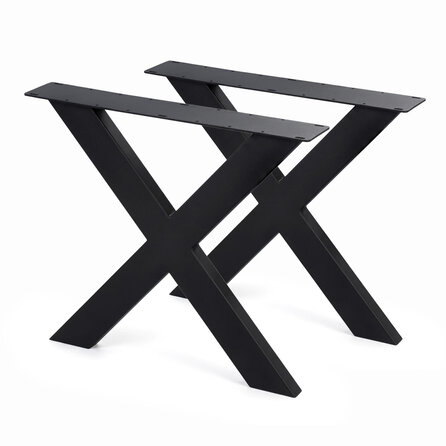 Stalen X-tafelpoten - zwart (RAL 9005) - per SET (2 stuks) - koker: 4x10 cm - breedte: 76 cm - hoogte: 72 cm - zwarte X-poot - gecoat metaal Stalen X-tafelpoten - zwart (RAL 9005) - per SET (2 stuks) - koker: 4x10 cm - breedte: 76 cm - hoogte: 72 cm - zwarte X-poot - gecoat metaal