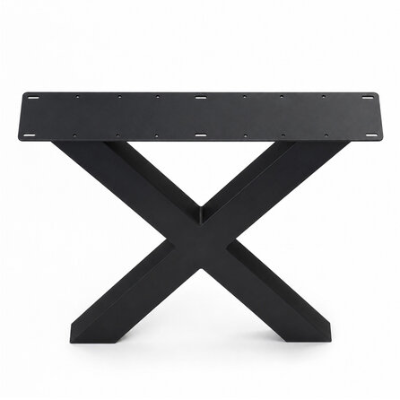 Stalen X-tafelpoten - zwart (RAL 9005) - per SET (2 stuks) - koker: 4x10 cm - breedte: 76 cm - hoogte: 72 cm - zwarte X-poot - gecoat metaal Stalen X-tafelpoten - zwart (RAL 9005) - per SET (2 stuks) - koker: 4x10 cm - breedte: 76 cm - hoogte: 72 cm - zwarte X-poot - gecoat metaal