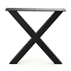 Stalen X-tafelpoten - zwart (RAL 9005) - per SET (2 stuks) - koker: 4x8 cm - breedte: 76 cm - hoogte: 72 cm - zwarte X-poot - gecoat metaal