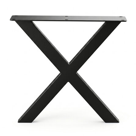 Stalen X-tafelpoten - zwart (RAL 9005) - per SET (2 stuks) - koker: 4x8 cm - breedte: 76 cm - hoogte: 72 cm - zwarte X-poot - gecoat metaal