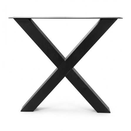Stalen X-tafelpoten - zwart (RAL 9005) - per SET (2 stuks) - koker: 8x8 cm - breedte: 76 cm - hoogte: 72 cm - zwarte X-poot - gecoat metaal Stalen X-tafelpoten - zwart (RAL 9005) - per SET (2 stuks) - koker: 8x8 cm - breedte: 76 cm - hoogte: 72 cm - zwarte X-poot - gecoat metaal