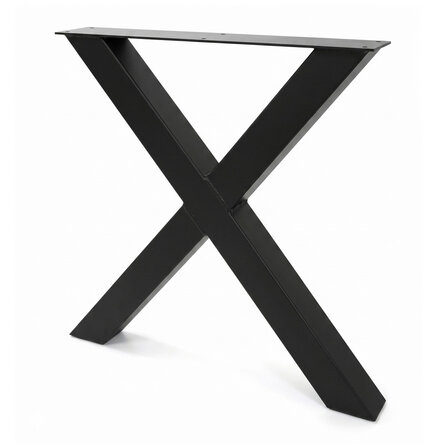 Stalen X-tafelpoten - zwart (RAL 9005) - per SET (2 stuks) - koker: 8x8 cm - breedte: 76 cm - hoogte: 72 cm - zwarte X-poot - gecoat metaal Stalen X-tafelpoten - zwart (RAL 9005) - per SET (2 stuks) - koker: 8x8 cm - breedte: 76 cm - hoogte: 72 cm - zwarte X-poot - gecoat metaal