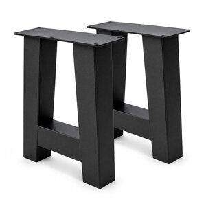 Stalen A-bankpoten - zwart - SET (2 stuks) - 8x8 cm - 38 cm breed - 43 cm hoog Stalen A-bankpoten - zwart - SET (2 stuks) - 8x8 cm - 38 cm breed - 43 cm hoog