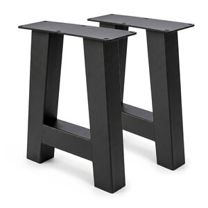 Stalen A-bankpoten - zwart - SET (2 stuks) - 6x6 cm - 32 cm breed - 42 cm hoog Stalen A-bankpoten - zwart - SET (2 stuks) - 6x6 cm - 32 cm breed - 42 cm hoog