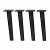 Stalen blokpoten schuin - zwart (RAL 9005) - per SET (4 stuks, los) - koker: 8x8 cm - 72 cm hoog - "losse" zwarte blok tafelpoten - gecoat metaal