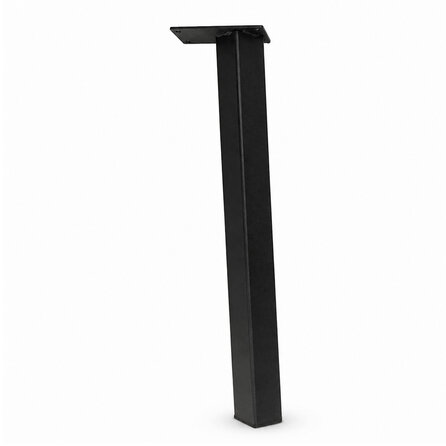 Stalen blokpoten schuin - zwart (RAL 9005) - per SET (4 stuks, los) - koker: 5x5 cm - 72 cm hoog - "losse" zwarte blok tafelpoten - gecoat metaal