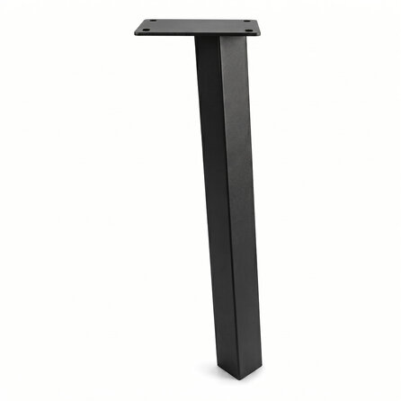 Stalen blokpoten schuin - zwart (RAL 9005) - per SET (4 stuks, los) - koker: 5x5 cm - 72 cm hoog - "losse" zwarte blok tafelpoten - gecoat metaal