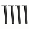 Stalen blokpoten schuin - zwart (RAL 9005) - per SET (4 stuks, los) - koker: 5x5 cm - 72 cm hoog - "losse" zwarte blok tafelpoten - gecoat metaal