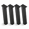 Stalen blokpoten schuin - zwart (RAL 9005) - per SET (4 stuks, los) - koker: 10x10 cm - 72 cm hoog - "losse" zwarte blok tafelpoten - gecoat metaal