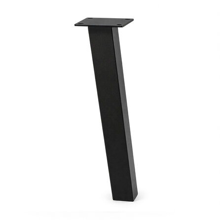 Stalen blokpoten schuin - zwart (RAL 9005) - per SET (4 stuks, los) - koker: 10x10 cm - 72 cm hoog - "losse" zwarte blok tafelpoten - gecoat metaal