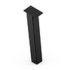 Stalen blokpoten schuin - zwart (RAL 9005) - per SET (4 stuks, los) - koker: 10x10 cm - 72 cm hoog - "losse" zwarte blok tafelpoten - gecoat metaal