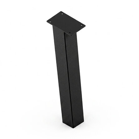Stalen blokpoten schuin - zwart (RAL 9005) - per SET (4 stuks, los) - koker: 10x10 cm - 72 cm hoog - "losse" zwarte blok tafelpoten - gecoat metaal