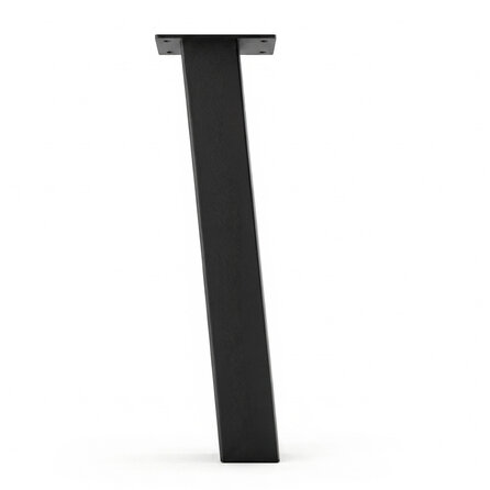 Stalen blokpoten schuin - zwart (RAL 9005) - per SET (4 stuks, los) - koker: 10x10 cm - 72 cm hoog - "losse" zwarte blok tafelpoten - gecoat metaal