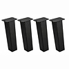 Stalen salontafel blokpoten schuin - zwart (RAL 9005) - per SET (4 stuks, los) - koker: 8x8 cm - 40 of 43 cm hoog - "losse" zwarte salontafel poten - gecoat metaal