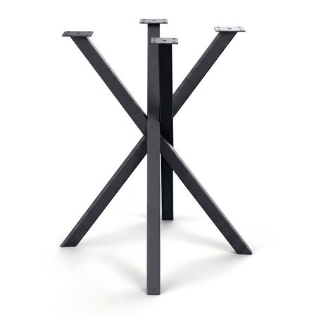 Stalen mikado kruispoot - zwart (RAL 9005) - koker: 4x4 cm - 70x70 cm - hoogte: 73 cm - mikado poot /tafelonderstel - gecoat metaal Stalen mikado kruispoot - zwart (RAL 9005) - koker: 4x4 cm - 70x70 cm - hoogte: 73 cm - mikado poot /tafelonderstel - gecoat metaal