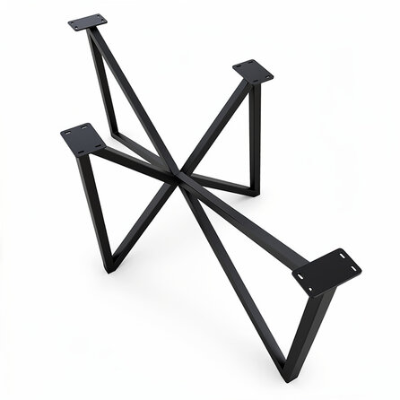 Stalen vlinderpoot onderstel - zwart (RAL 9005) - koker: 3x3 cm - 87x153 - hoogte: 73 cm - vlinder/butterfly tafelonderstel - gecoat metaal Stalen vlinderpoot onderstel - zwart (RAL 9005) - koker: 3x3 cm - 87x153 - hoogte: 73 cm - vlinder/butterfly tafelonderstel - gecoat metaal