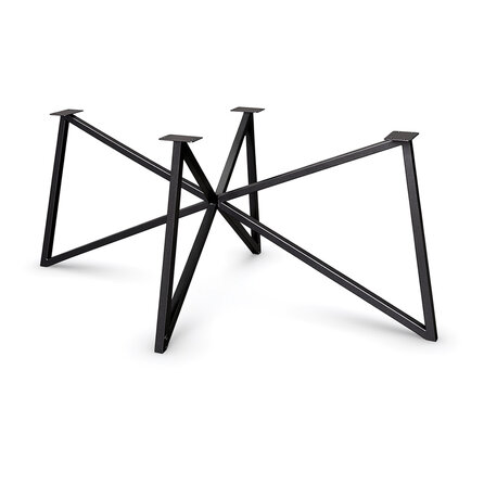Stalen vlinderpoot onderstel - zwart (RAL 9005) - koker: 3x3 cm - 87x153 - hoogte: 73 cm - vlinder/butterfly tafelonderstel - gecoat metaal