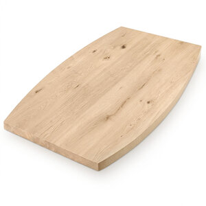 Eiken tafelblad - half ovaal - 4 cm - rustiek - brede lamel